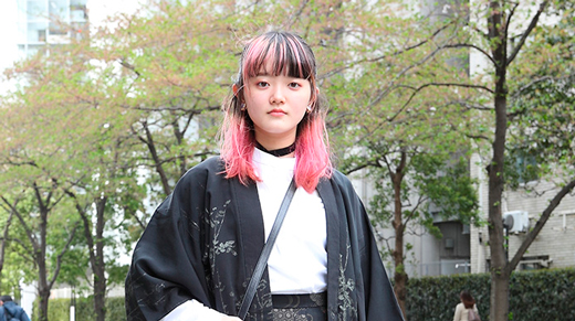 文化服装学院 SNAP 024　袴風の自作スカートが古着の羽織にベストマッチ☆